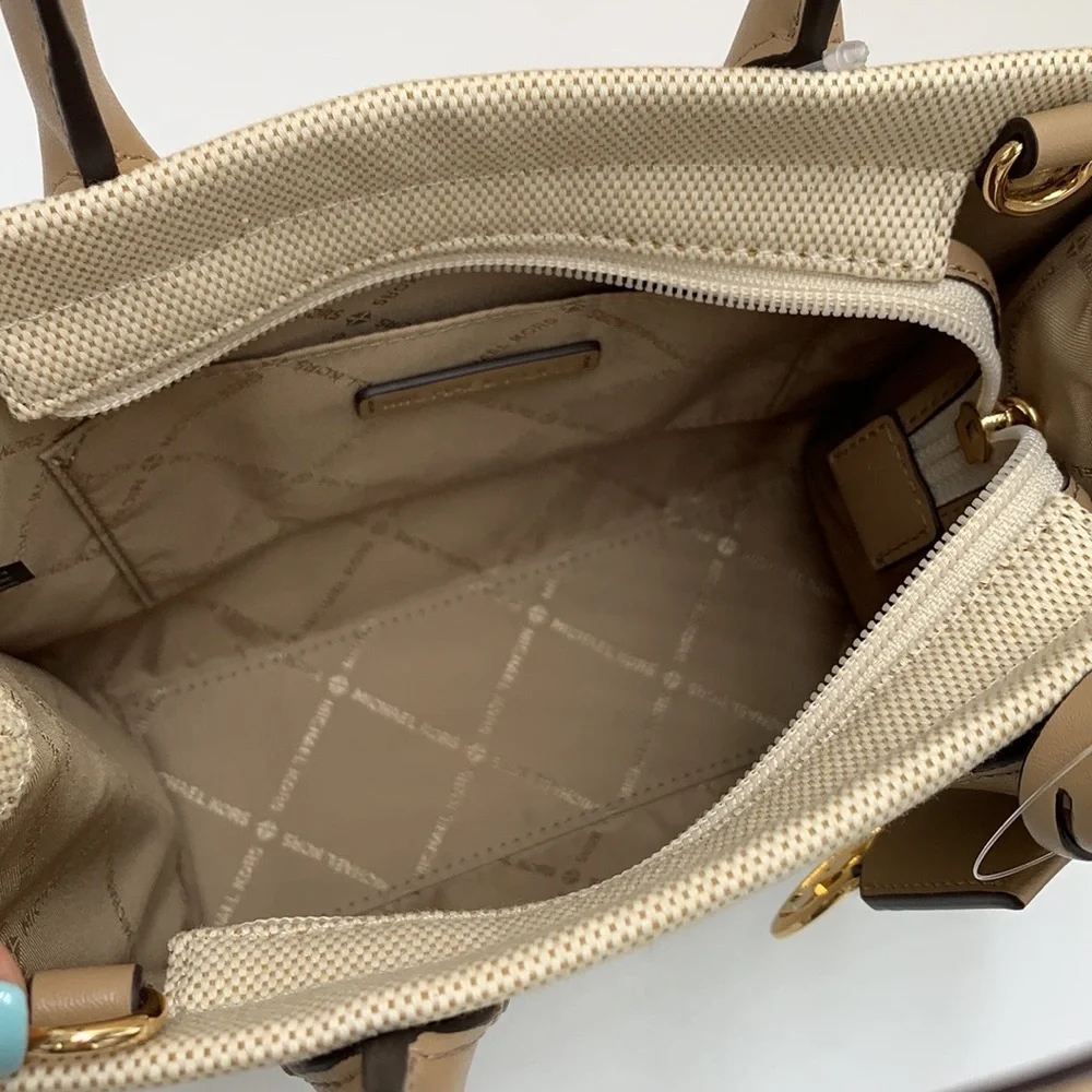 Michael Kors Mirella Small Shopper Top Zip Crossbody Bag Camel MK NWT